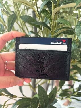 Saint Laurent Black Quilted Leather Card Holder with YSL Monogram